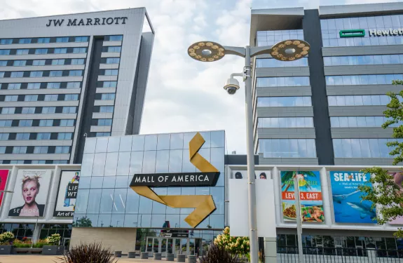Entrance to the Mall of America with Axis Communications cameras visable in the foreground.