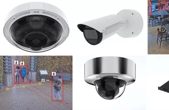 Axis launches new products and solutions at ISC East. From top left: AXIS P3735-PLE, AXIS Q1805-LE Bullet Camera, AXIS Object Analtytics Crossline counter, Axis Object Analytics Occupancy in area, AXIS P3268-SLVE, and AXIS 3008 Mk- II Recorder & AXIS 3016 Recorder  - 