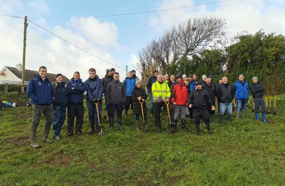 Group of people ready to plant trees on Wild Atlantic Way