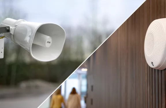 Upgraded Axis discreet mini speaker and outdoor horn speaker