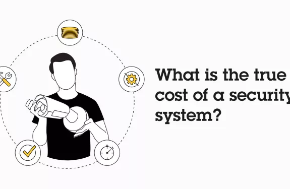 Animation of man holding security camera