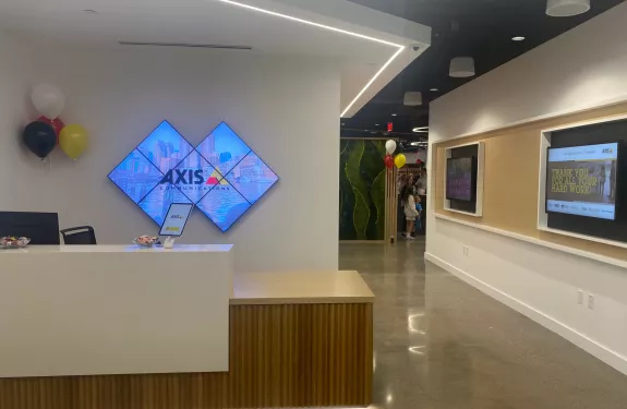 Reception desk at the newly reopened Boston-area Experience Center