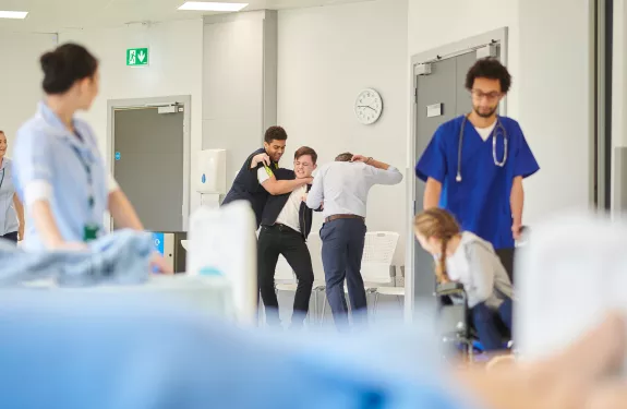 Hospital scene violence restraint