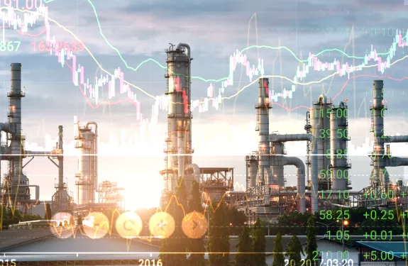 Oil business with graph overlays