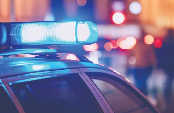 Police car with blue lights