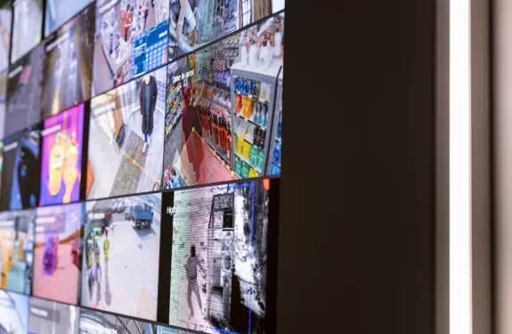 Display showing multiple camera feeds