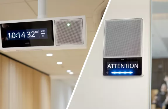 AXIS C1710 Network Display Speaker and the dual-sided corridor model, AXIS C1720 Network Display Speaker
