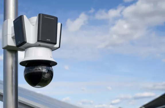 AXIS D2123-VE and AXIS Q6355-LE mounted at a solar farm