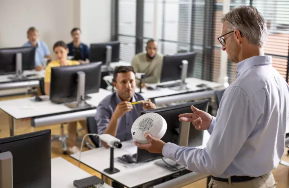 Teaching in a classroom