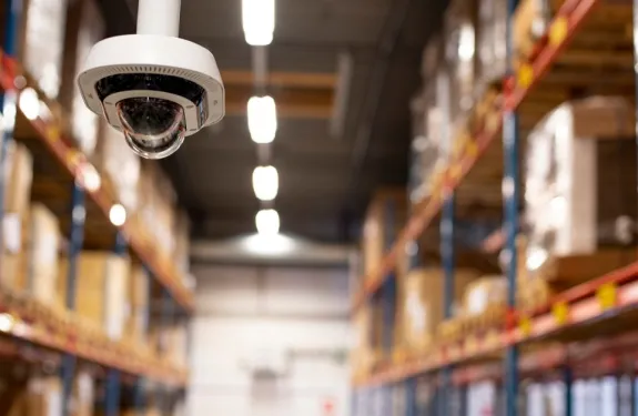 Axis camera in logistics warehouse