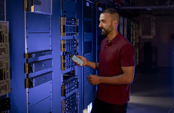 Technician in server room