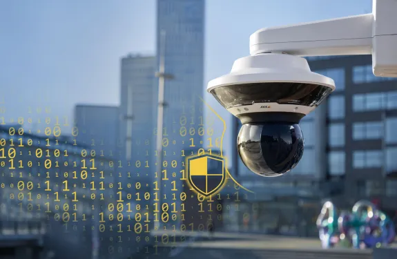 Video surveillance camera with a cybersecurity overlay