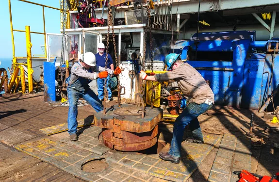 Oil rig workers