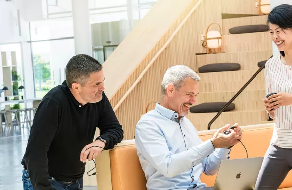 Rob Messer, Fredrik Andersson and Lina He, part of the team members behind the solution