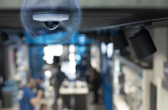 Axis network camera installed in retail store
