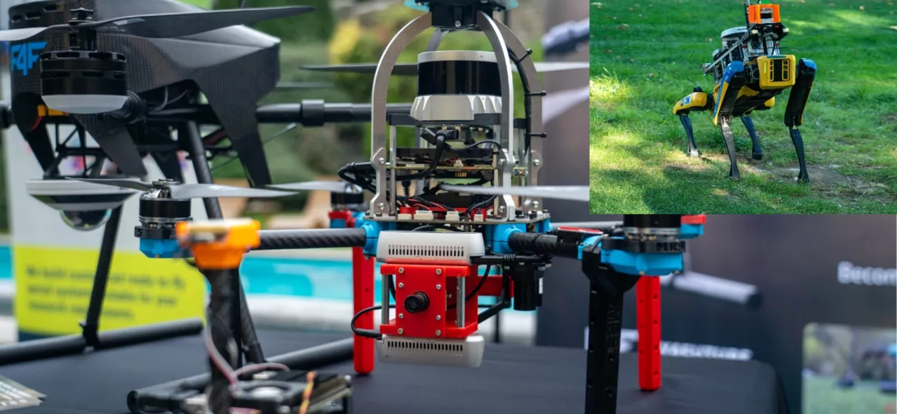 AXIS dron Fly4future a robotický pes Spot
