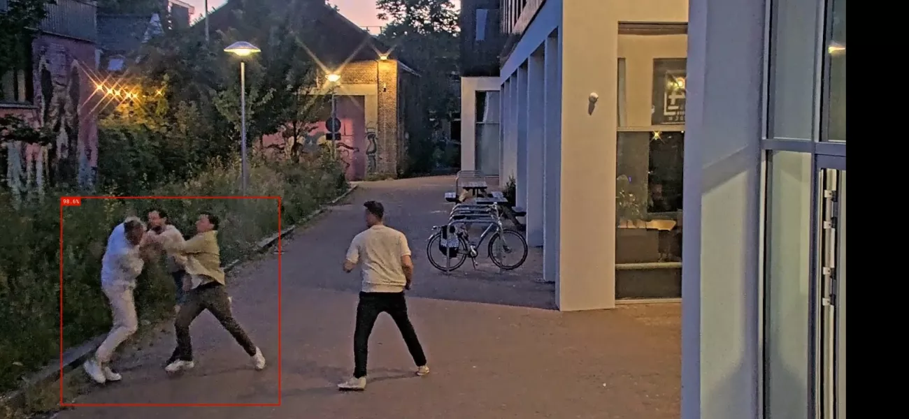 Camera view with violence detection AI