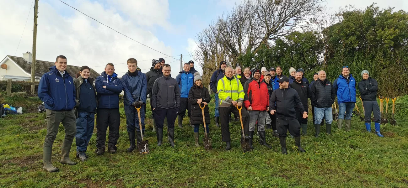 Group of people ready to plant trees on Wild Atlantic Way