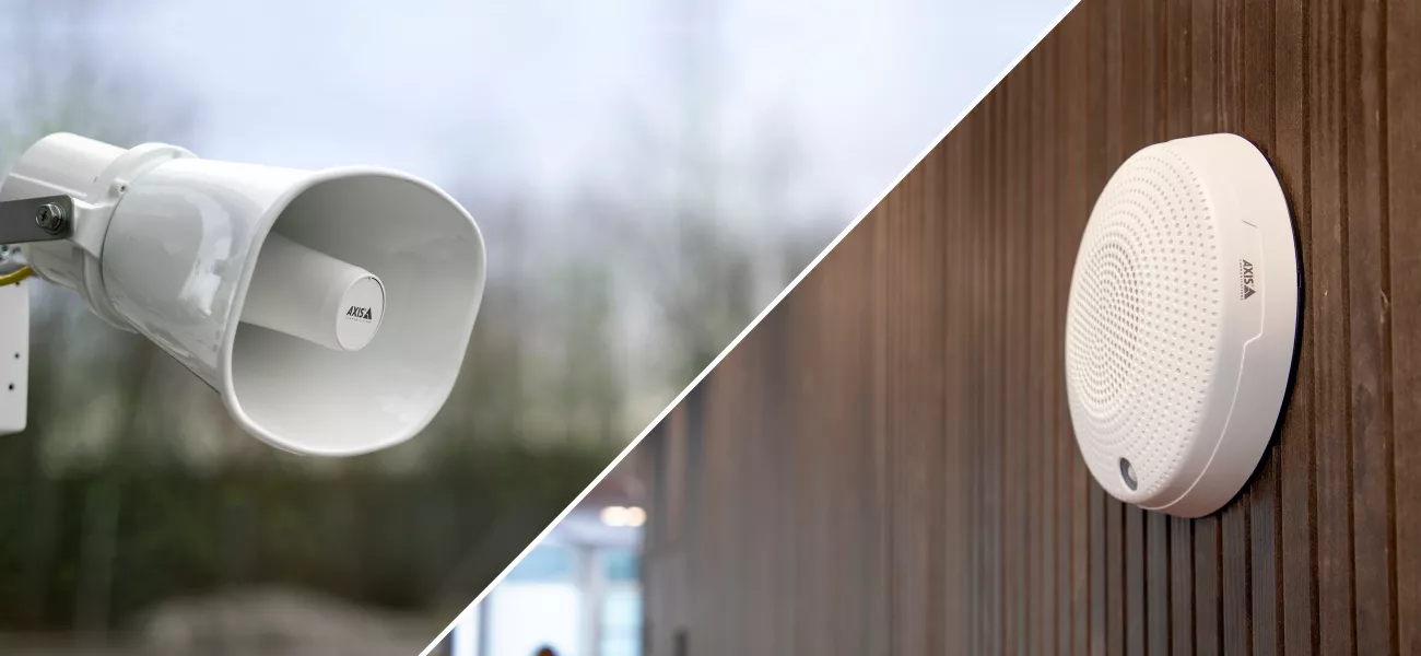 Upgraded Axis discreet mini speaker and outdoor horn speaker