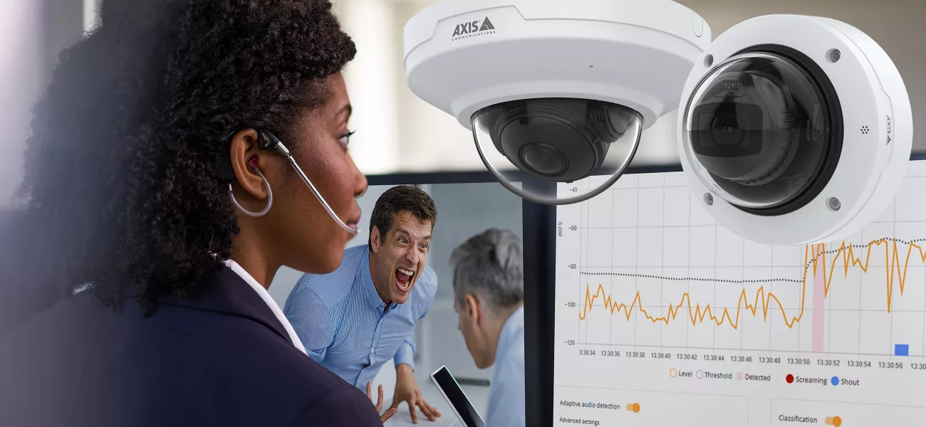 Two new dome cameras that feature a built-in microphone and are out-of-the-box ready for AXIS Audio Analytics.  