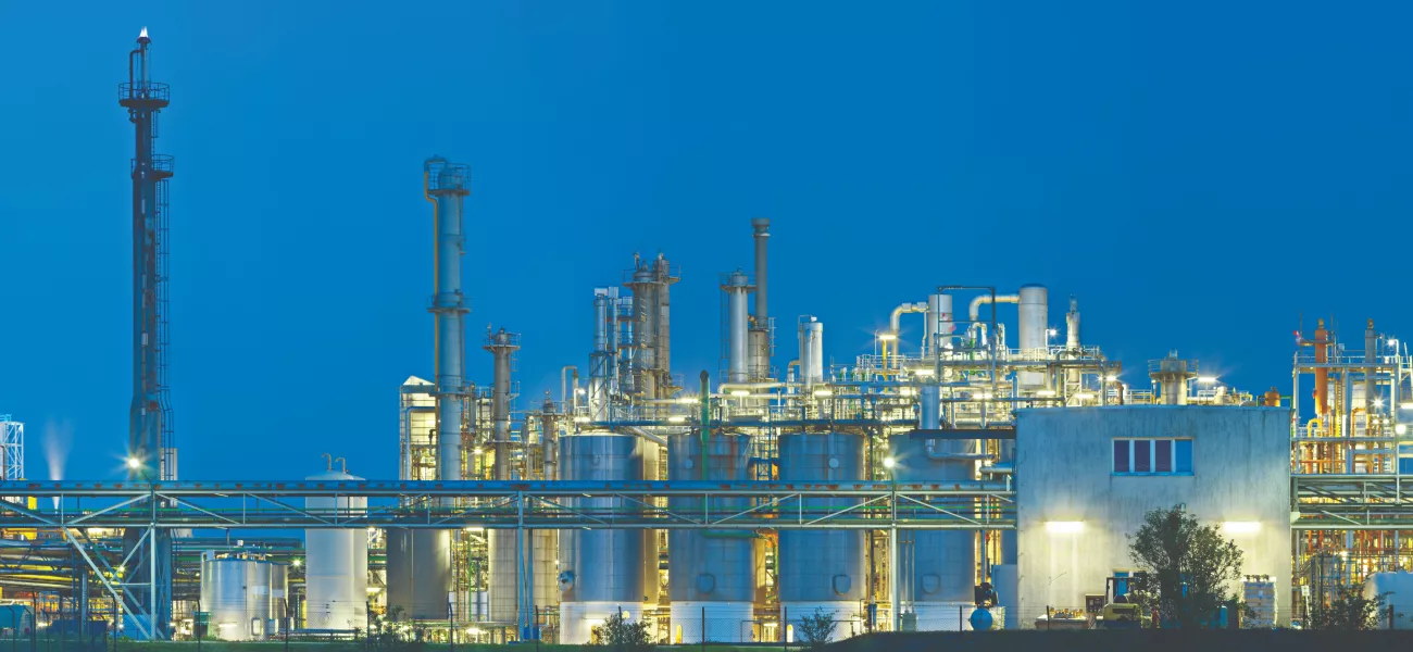 Chemical plant at night