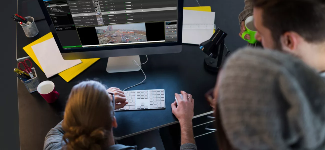 Aerial photo of desk and computer
