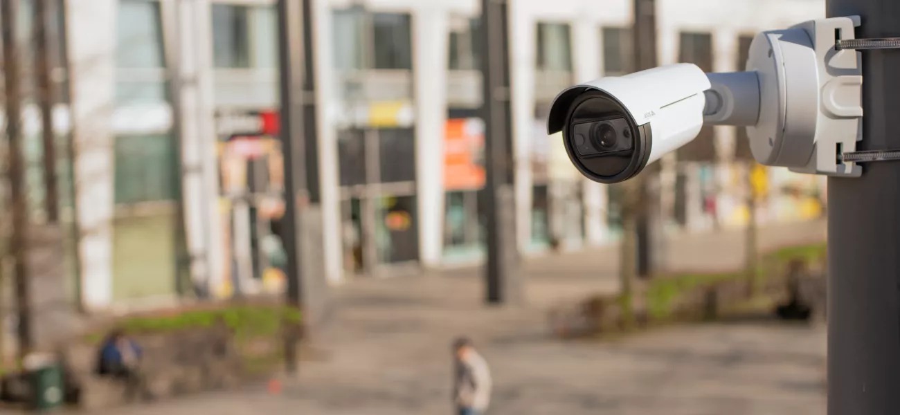 Camera in a city square