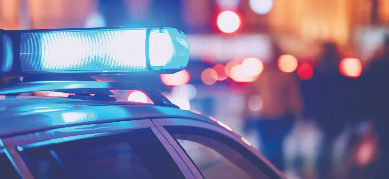 Police car with blue lights