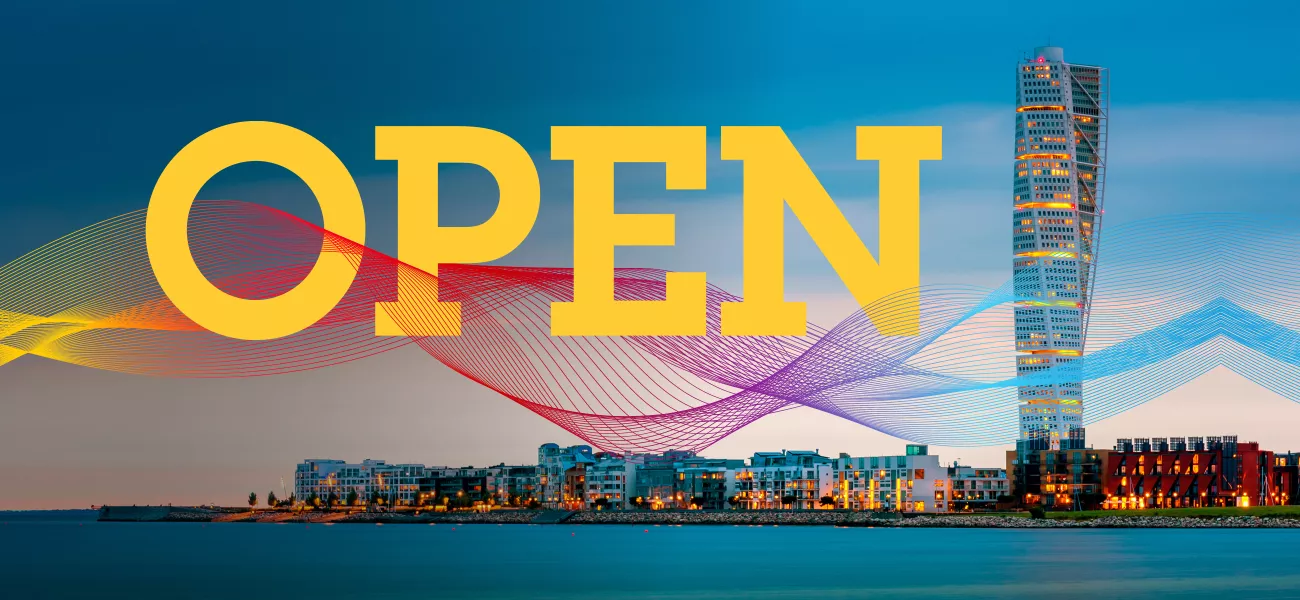 Malmo skyline with OPEN logo