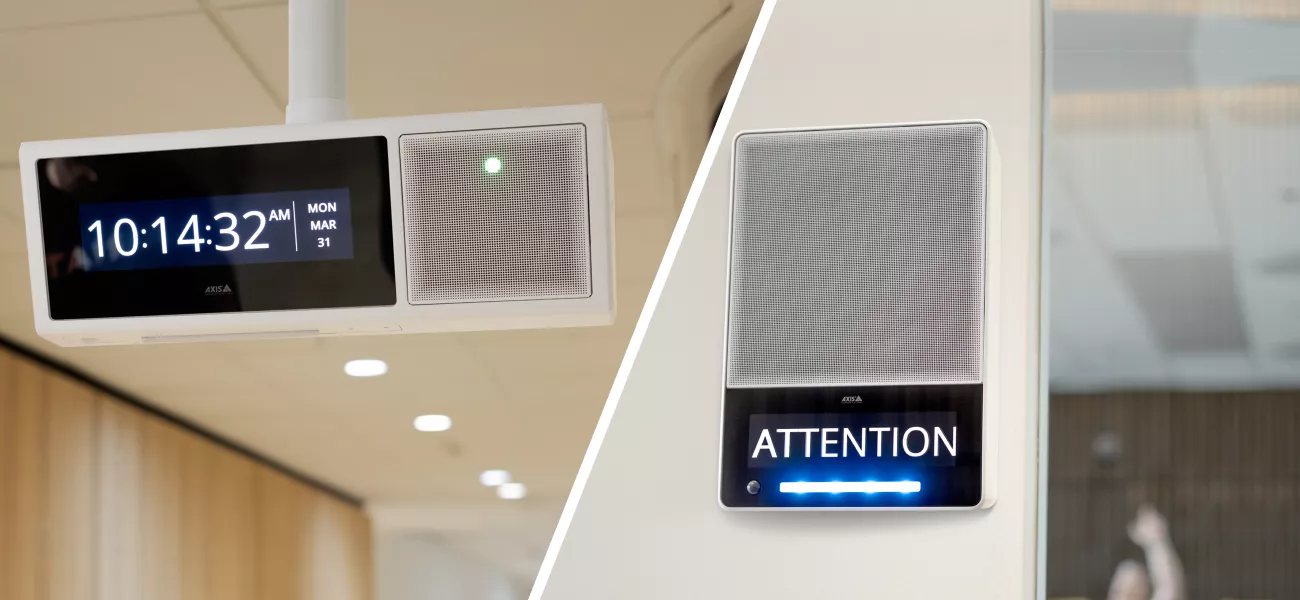 AXIS C1710 Network Display Speaker and the dual-sided corridor model, AXIS C1720 Network Display Speaker