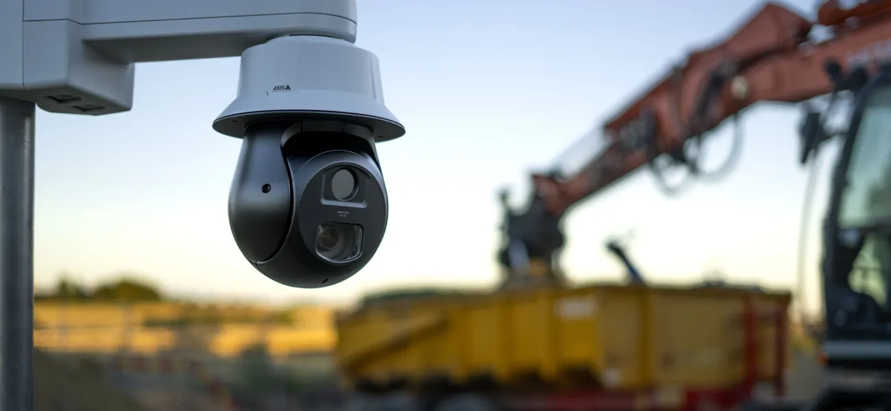 Mobile surveillance trailer installed at a construction site