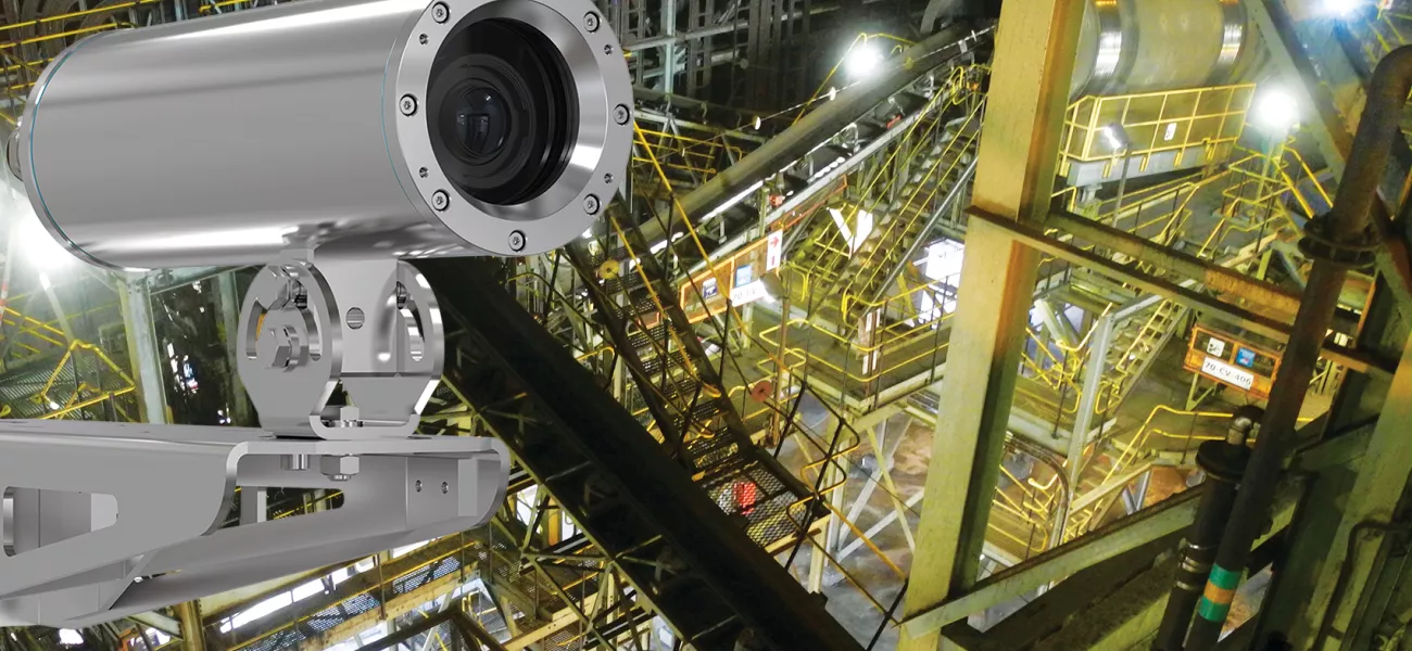 Fixed camera with improved imaging for use in hazardous applications