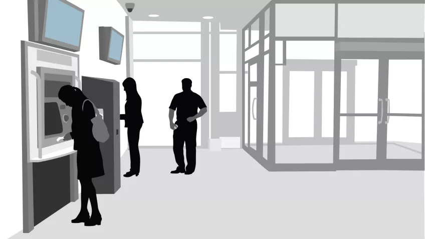 People at an ATM Banking