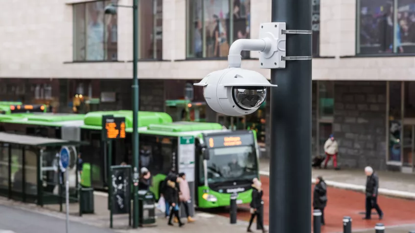 Network camera installed at a key locations at a bus stop.