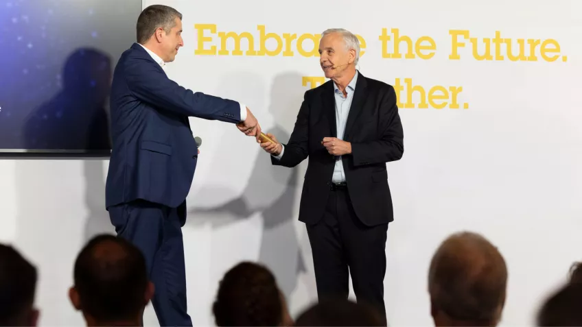 Tobias Metsch and Philippe Kubbinga during the Partnerday 2024