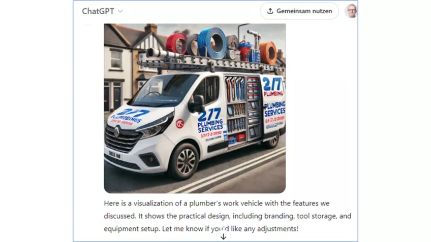 AI developed image about a plumbers work vehicle final