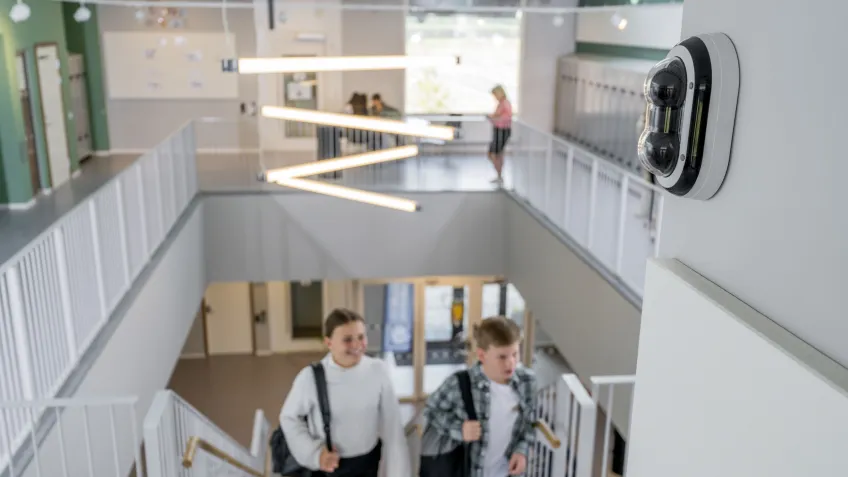 Camera installed in a school stairway helps emergency preparedness in schools