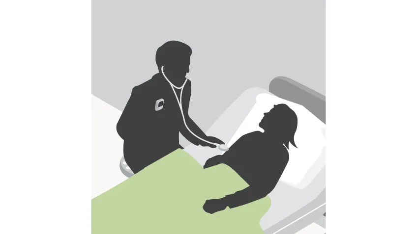 Illustration of healthcare worker wearing a body worn camera