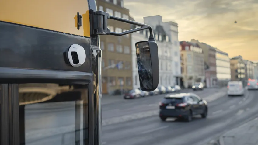 A camera monitored on a bus as a part of a transit bus camera system