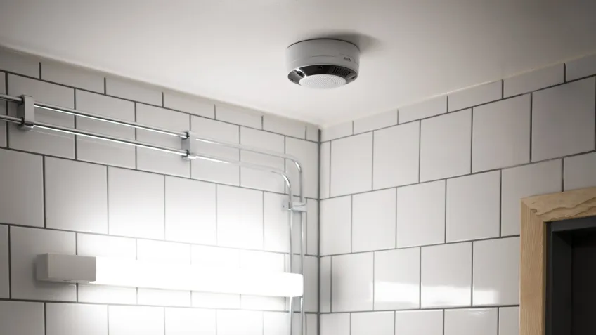 Environmental sensor mounted in restroom