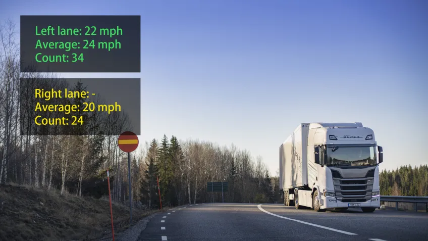 Vehicle speed data displayed through intelligent video analytics