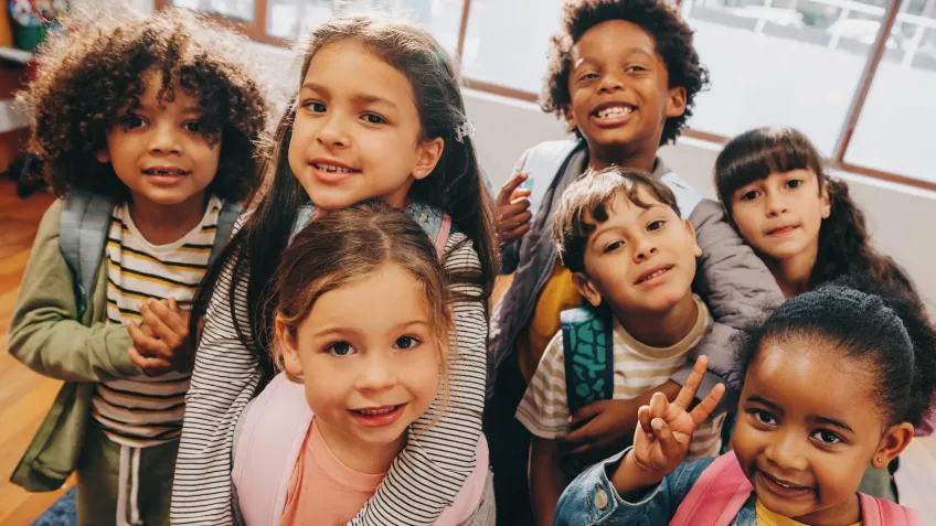 A group of young pre-school kids