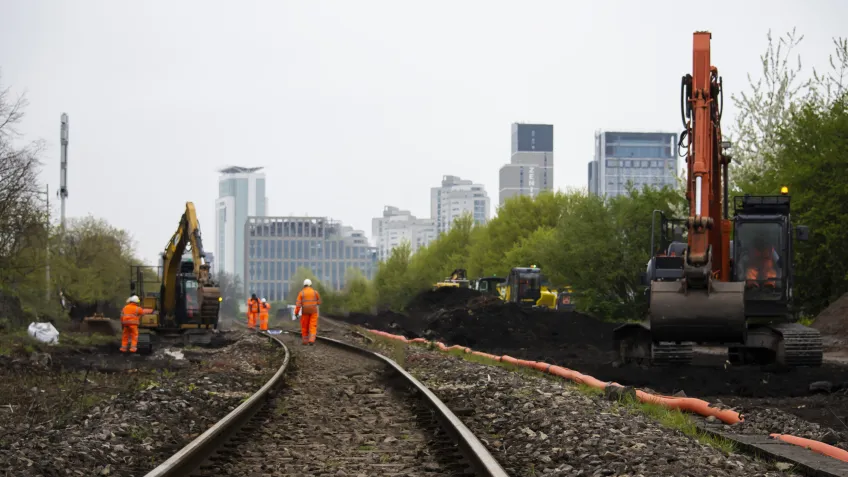 Rail workers on site