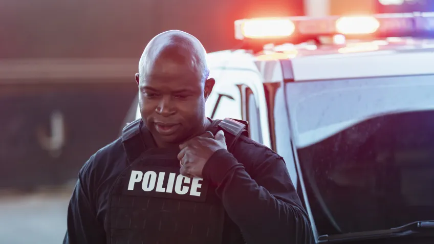 Police officer reporting into a RTCC