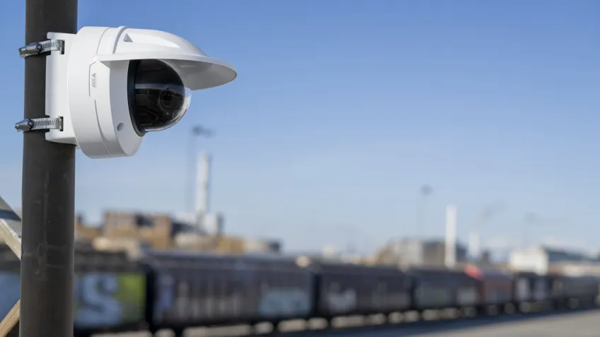 A camera with PTRZ features installed at a train station
