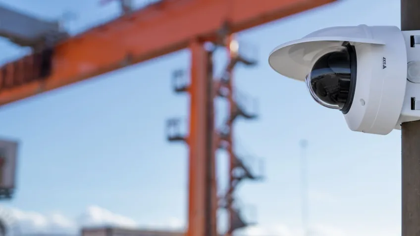 A PTRZ camera installed in a construction area