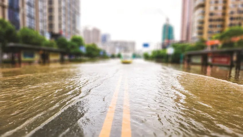 A flooded street