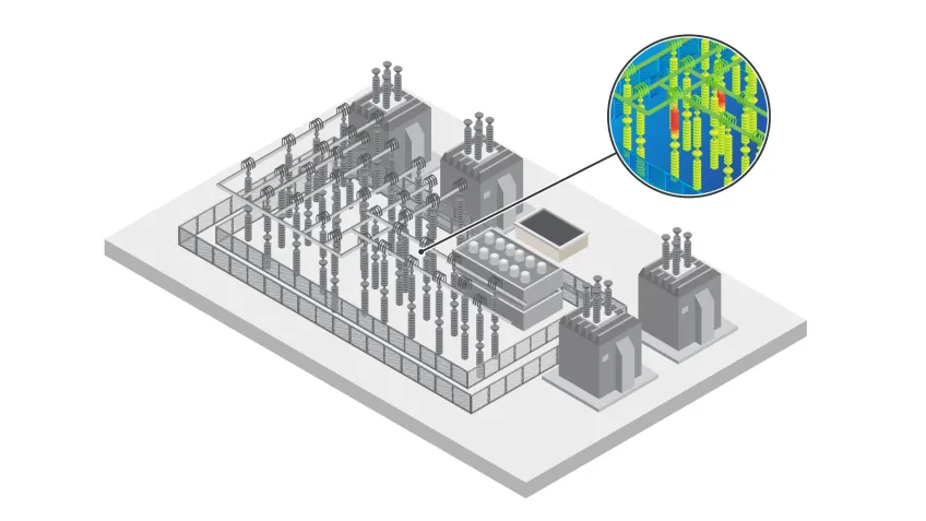 Illustration of mining machinery maintenance, overheating detection