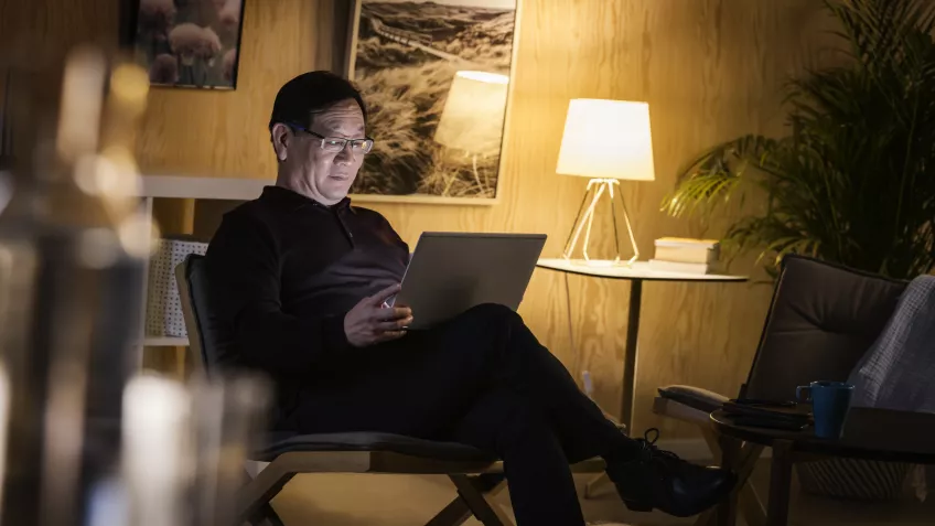 Man studying at home